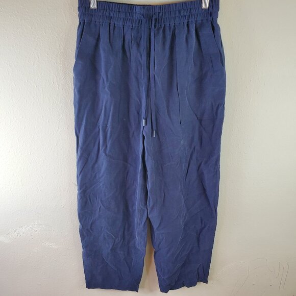 Whistles Pants - Whistles Womens Navy Madison Drawstring Pocket Detail Trouser Pants 8